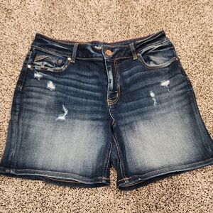 Edge Distressed Dark Blue Jean Shorts- 12